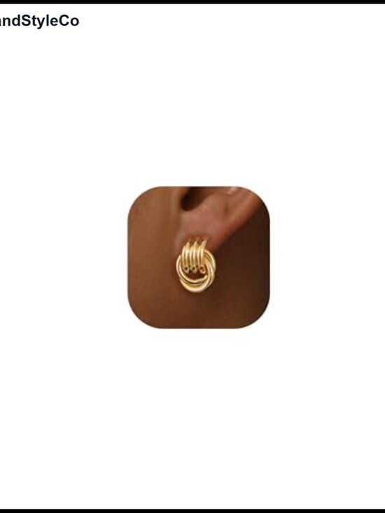 Jewelry - Chunky Gold Knot Drop Dangle Earrings for Women Hypoallergenic 14K Gold Plated